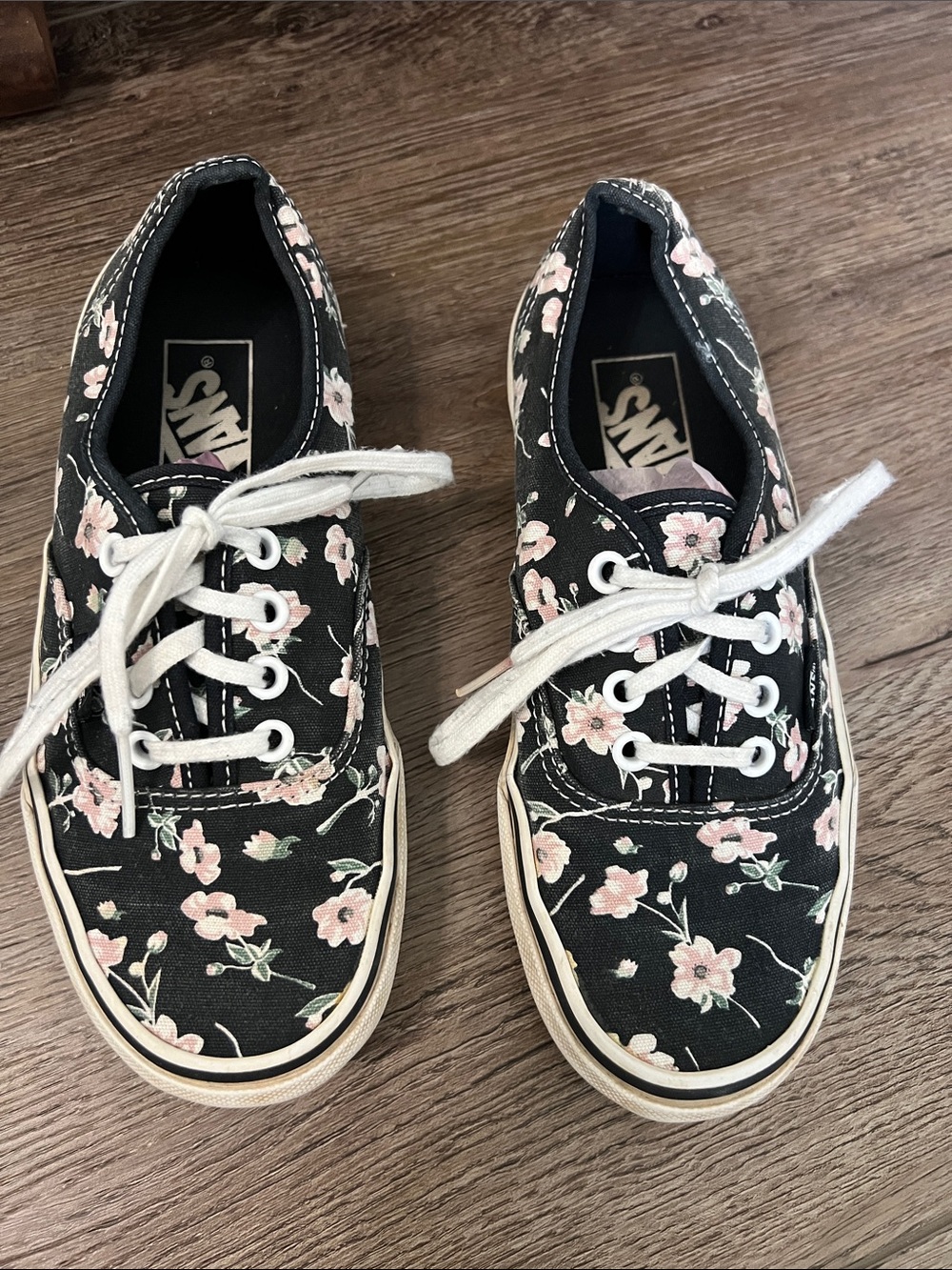 Vans Black Canvas Sneakers with Pink Floral Print